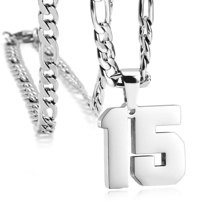 Number Necklaces for Mens, Athletes Stainless Steel Sport Number Pendant Chain for Baseball/Basketball/Football Team Inspiration Jewelry Accessory