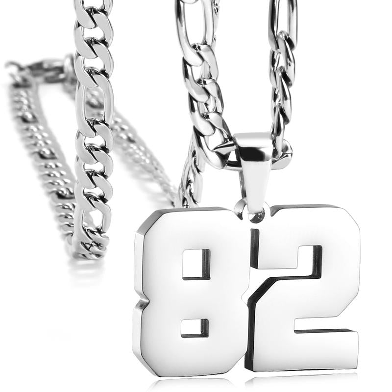 Number Necklaces for Mens, Athletes Stainless Steel Sport Number Pendant Chain for Baseball/Basketball/Football Team Inspiration Jewelry Accessory