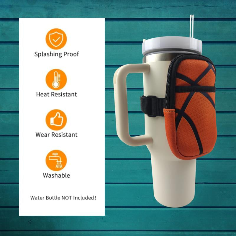 Basketball Accessories - Sportybella Universal Water Bottle Pouch W/Storage & Adjustable Strap - Basketball Gifts