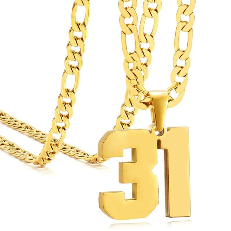 Springtok Stainless Steel Necklace Golden Athlete Men'S Sports Number Necklace Men'S Daily Wear Gift