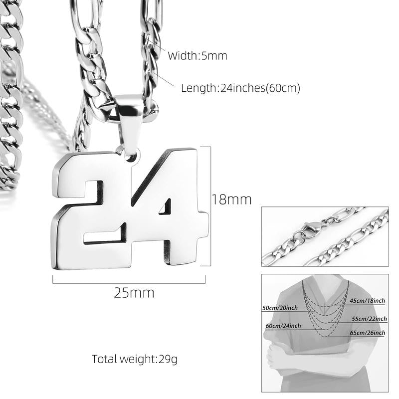 Number Necklaces for Mens, Athletes Stainless Steel Sport Number Pendant Chain for Baseball/Basketball/Football Team Inspiration Jewelry Accessory