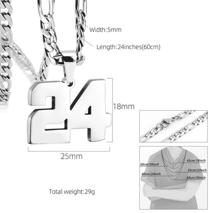 Number Necklaces for Mens, Athletes Stainless Steel Sport Number Pendant Chain for Baseball/Basketball/Football Team Inspiration Jewelry Accessory