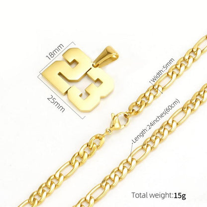 Springtok Stainless Steel Necklace Golden Athlete Men'S Sports Number Necklace Men'S Daily Wear Gift