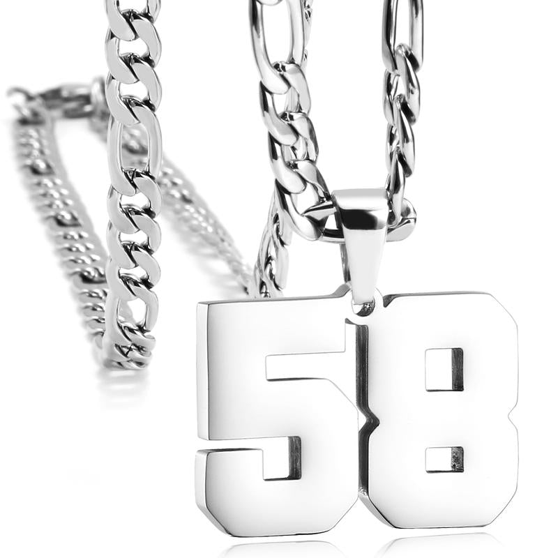 Number Necklaces for Mens, Athletes Stainless Steel Sport Number Pendant Chain for Baseball/Basketball/Football Team Inspiration Jewelry Accessory