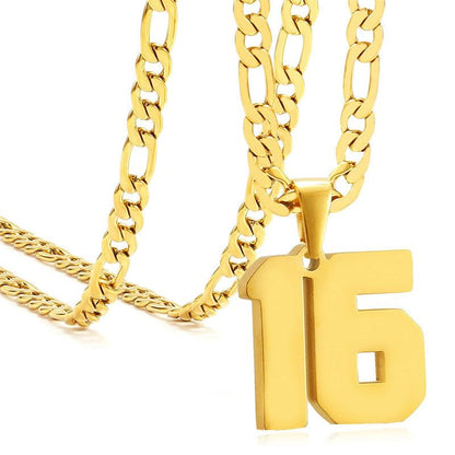 Springtok Stainless Steel Necklace Golden Athlete Men'S Sports Number Necklace Men'S Daily Wear Gift