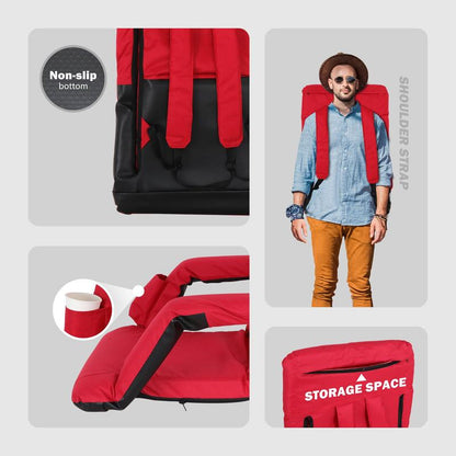 ZENY 5 Reclining Folding Stadium Seat Bleacher Chair Comfortable Cushion Red