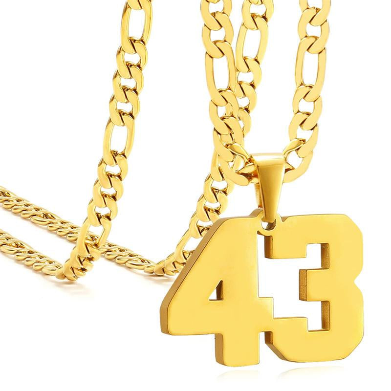 Springtok Stainless Steel Necklace Golden Athlete Men'S Sports Number Necklace Men'S Daily Wear Gift