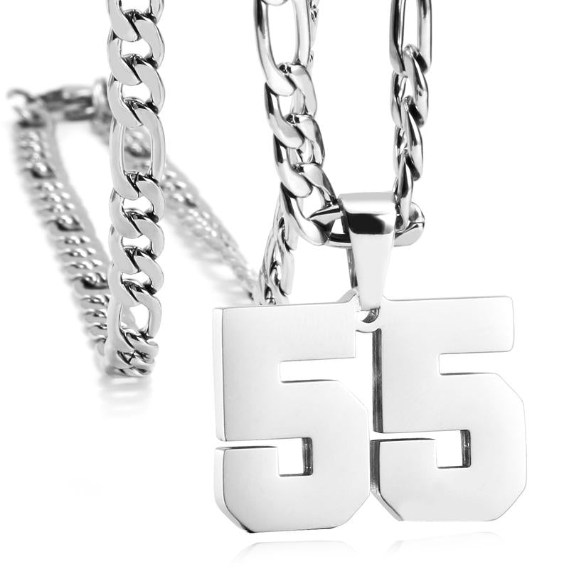 Number Necklaces for Mens, Athletes Stainless Steel Sport Number Pendant Chain for Baseball/Basketball/Football Team Inspiration Jewelry Accessory