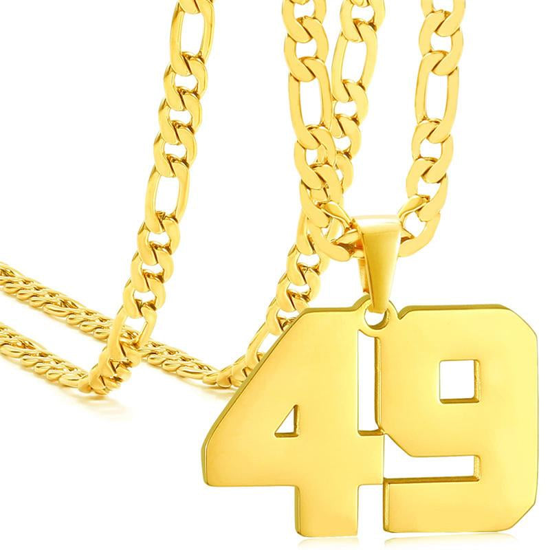 Springtok Stainless Steel Necklace Golden Athlete Men'S Sports Number Necklace Men'S Daily Wear Gift