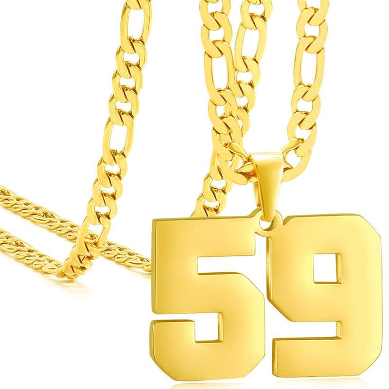 Springtok Stainless Steel Necklace Golden Athlete Men'S Sports Number Necklace Men'S Daily Wear Gift