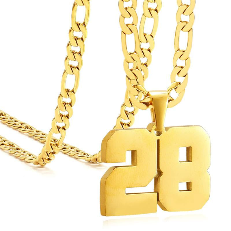 Springtok Stainless Steel Necklace Golden Athlete Men'S Sports Number Necklace Men'S Daily Wear Gift