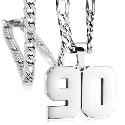 Number Necklaces for Mens, Athletes Stainless Steel Sport Number Pendant Chain for Baseball/Basketball/Football Team Inspiration Jewelry Accessory