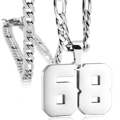 Number Necklaces for Mens, Athletes Stainless Steel Sport Number Pendant Chain for Baseball/Basketball/Football Team Inspiration Jewelry Accessory