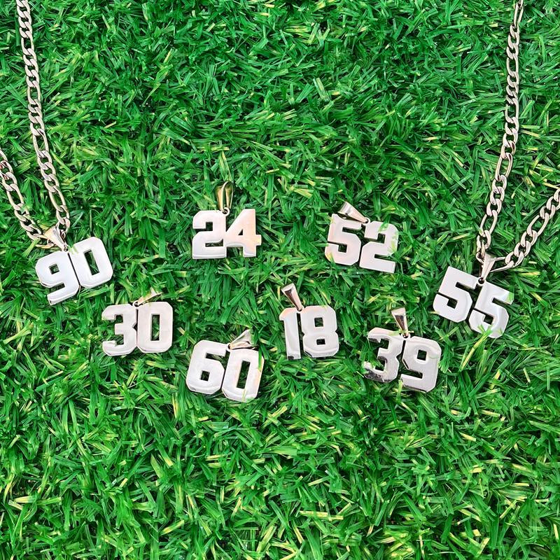 Number Necklaces for Mens, Athletes Stainless Steel Sport Number Pendant Chain for Baseball/Basketball/Football Team Inspiration Jewelry Accessory
