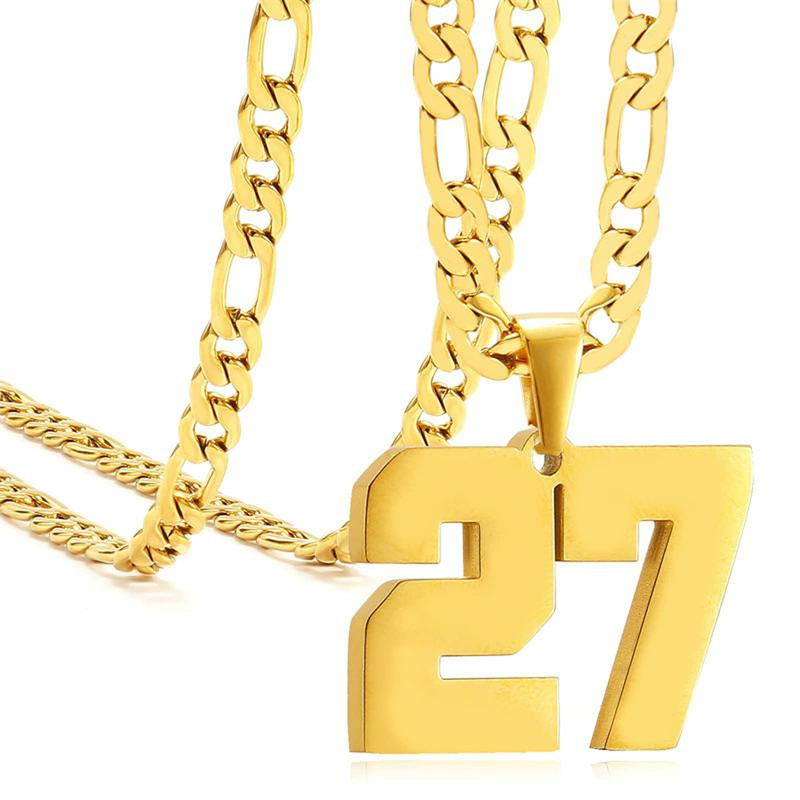 Springtok Stainless Steel Necklace Golden Athlete Men'S Sports Number Necklace Men'S Daily Wear Gift