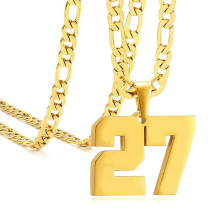 Springtok Stainless Steel Necklace Golden Athlete Men'S Sports Number Necklace Men'S Daily Wear Gift