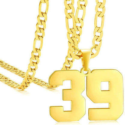 Springtok Stainless Steel Necklace Golden Athlete Men'S Sports Number Necklace Men'S Daily Wear Gift