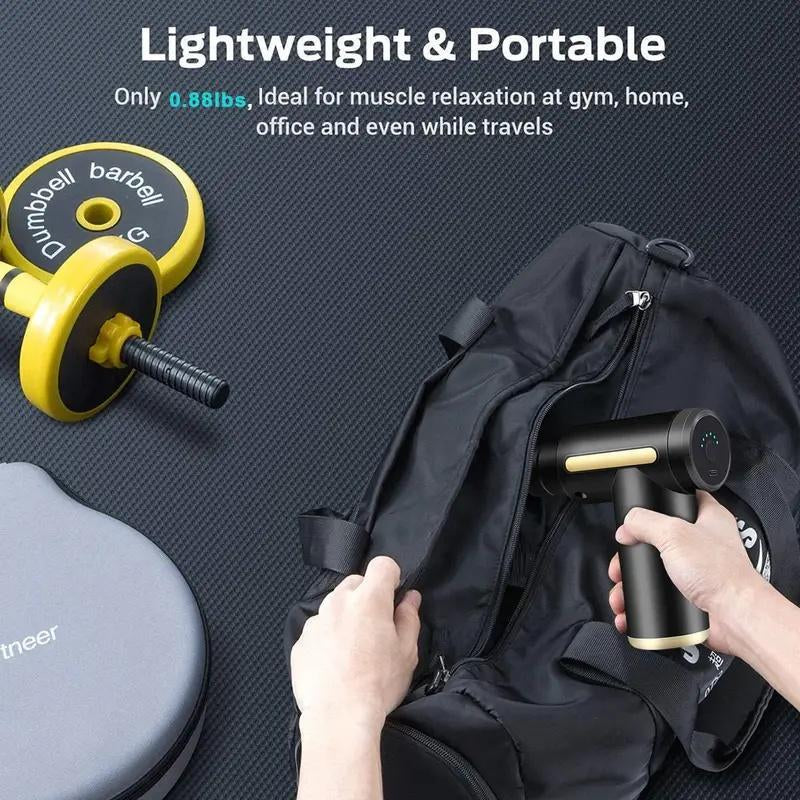 Home Portable USB Rechargeable 6-Speed Body Massage Gun, Adjustable Multifunctional Body Fascia Gun . Perfect for Muscle Recovery, Neck & Back Pain Relief, and Post-Workout Relaxation, 4 Replaceable Heads; Ultra-Quiet Brushless Motor, Black Massager