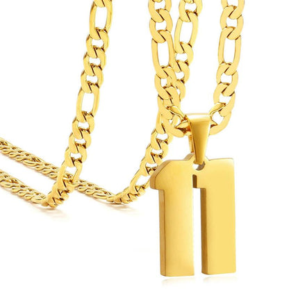 Springtok Stainless Steel Necklace Golden Athlete Men'S Sports Number Necklace Men'S Daily Wear Gift