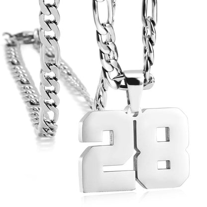 Number Necklaces for Mens, Athletes Stainless Steel Sport Number Pendant Chain for Baseball/Basketball/Football Team Inspiration Jewelry Accessory