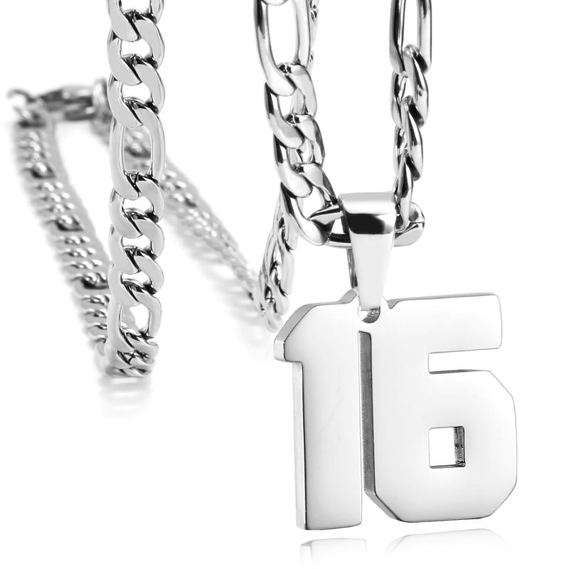 Number Necklaces for Mens, Athletes Stainless Steel Sport Number Pendant Chain for Baseball/Basketball/Football Team Inspiration Jewelry Accessory