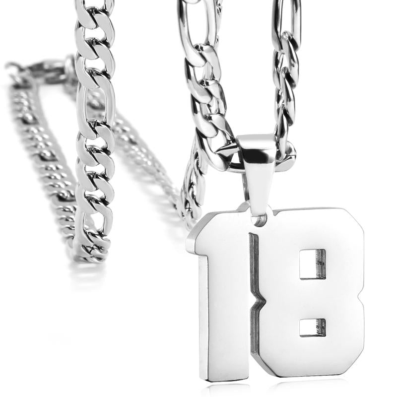 Number Necklaces for Mens, Athletes Stainless Steel Sport Number Pendant Chain for Baseball/Basketball/Football Team Inspiration Jewelry Accessory
