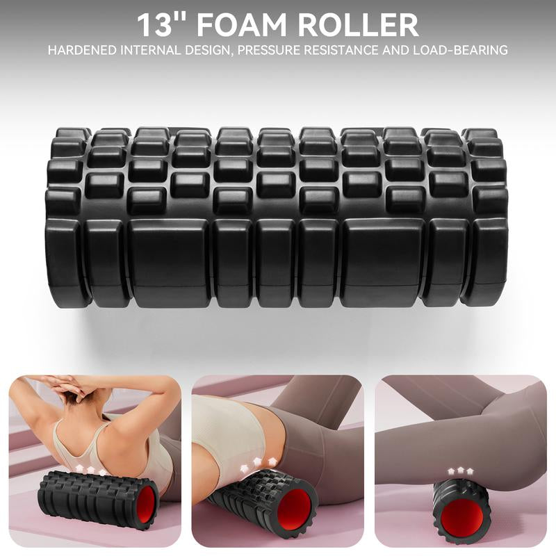 5 in 1 Foam Roller Set, Patented Foam Roller High Density Deep Tissue Massager for Muscle Massage, Massage Roller, Massage Ball, Resistance Band for Whole Body Physical Therapy Deep Muscle Massage Body Care Daily Muscle Massage Yoga Foam Lightweight