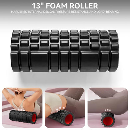 5 in 1 Foam Roller Set, Patented Foam Roller High Density Deep Tissue Massager for Muscle Massage, Massage Roller, Massage Ball, Resistance Band for Whole Body Physical Therapy Deep Muscle Massage Body Care Daily Muscle Massage Yoga Foam Lightweight