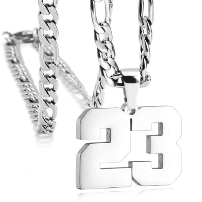 Number Necklaces for Mens, Athletes Stainless Steel Sport Number Pendant Chain for Baseball/Basketball/Football Team Inspiration Jewelry Accessory