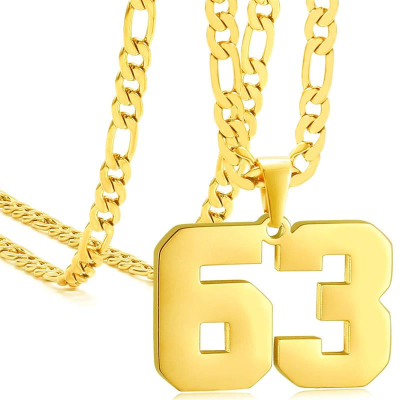 Springtok Stainless Steel Necklace Golden Athlete Men'S Sports Number Necklace Men'S Daily Wear Gift