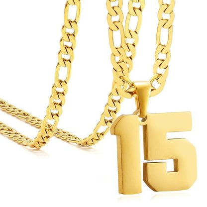 Springtok Stainless Steel Necklace Golden Athlete Men'S Sports Number Necklace Men'S Daily Wear Gift