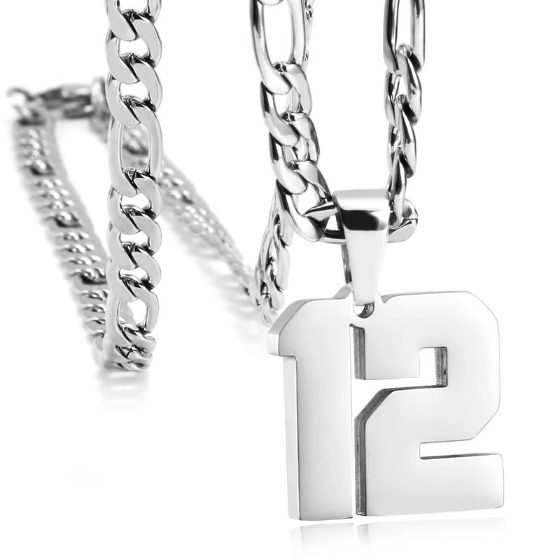 Number Necklaces for Mens, Athletes Stainless Steel Sport Number Pendant Chain for Baseball/Basketball/Football Team Inspiration Jewelry Accessory