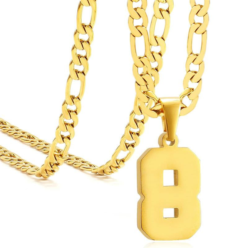Springtok Stainless Steel Necklace Golden Athlete Men'S Sports Number Necklace Men'S Daily Wear Gift