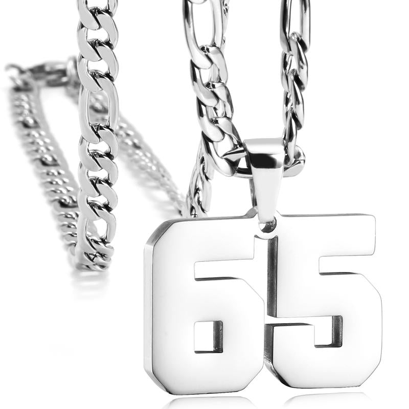 Number Necklaces for Mens, Athletes Stainless Steel Sport Number Pendant Chain for Baseball/Basketball/Football Team Inspiration Jewelry Accessory