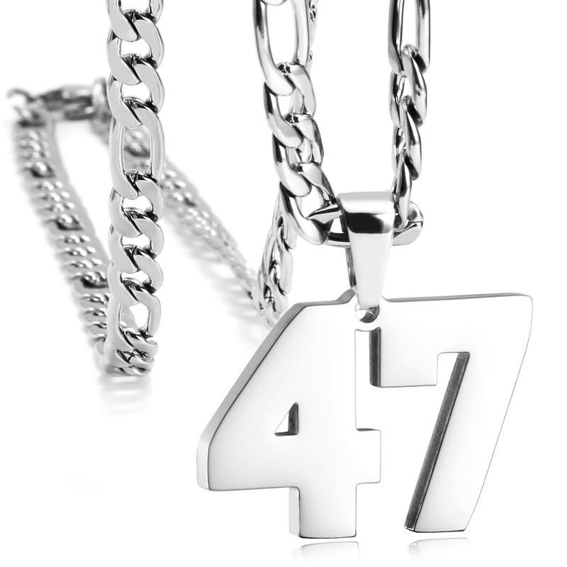 Number Necklaces for Mens, Athletes Stainless Steel Sport Number Pendant Chain for Baseball/Basketball/Football Team Inspiration Jewelry Accessory