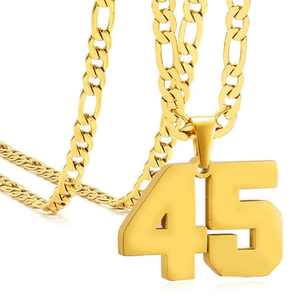 Springtok Stainless Steel Necklace Golden Athlete Men'S Sports Number Necklace Men'S Daily Wear Gift