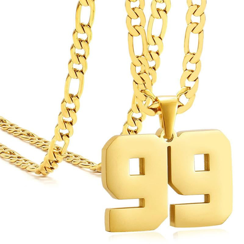 Springtok Stainless Steel Necklace Golden Athlete Men'S Sports Number Necklace Men'S Daily Wear Gift