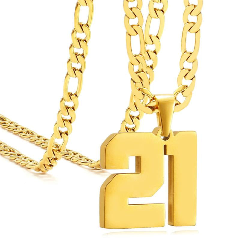Springtok Stainless Steel Necklace Golden Athlete Men'S Sports Number Necklace Men'S Daily Wear Gift