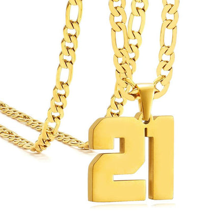 Springtok Stainless Steel Necklace Golden Athlete Men'S Sports Number Necklace Men'S Daily Wear Gift