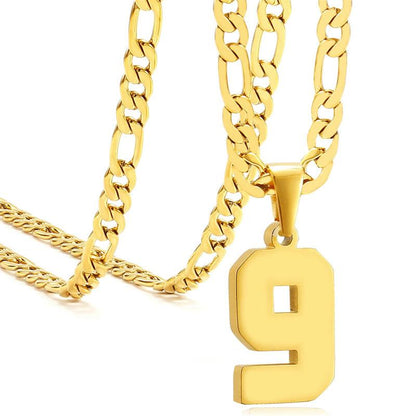 Springtok Stainless Steel Necklace Golden Athlete Men'S Sports Number Necklace Men'S Daily Wear Gift