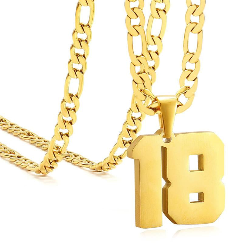 Springtok Stainless Steel Necklace Golden Athlete Men'S Sports Number Necklace Men'S Daily Wear Gift