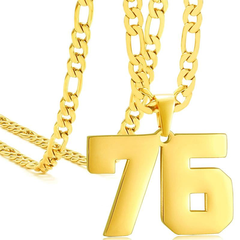 Springtok Stainless Steel Necklace Golden Athlete Men'S Sports Number Necklace Men'S Daily Wear Gift