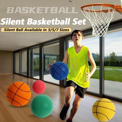 Silent Basketball Set, 2 Counts/Set Including 1 Count Indoor Silent Basketball and 1 Count Basketball Hoop, Rebound Basketball Toy for Indoor Training, Christmas Gift