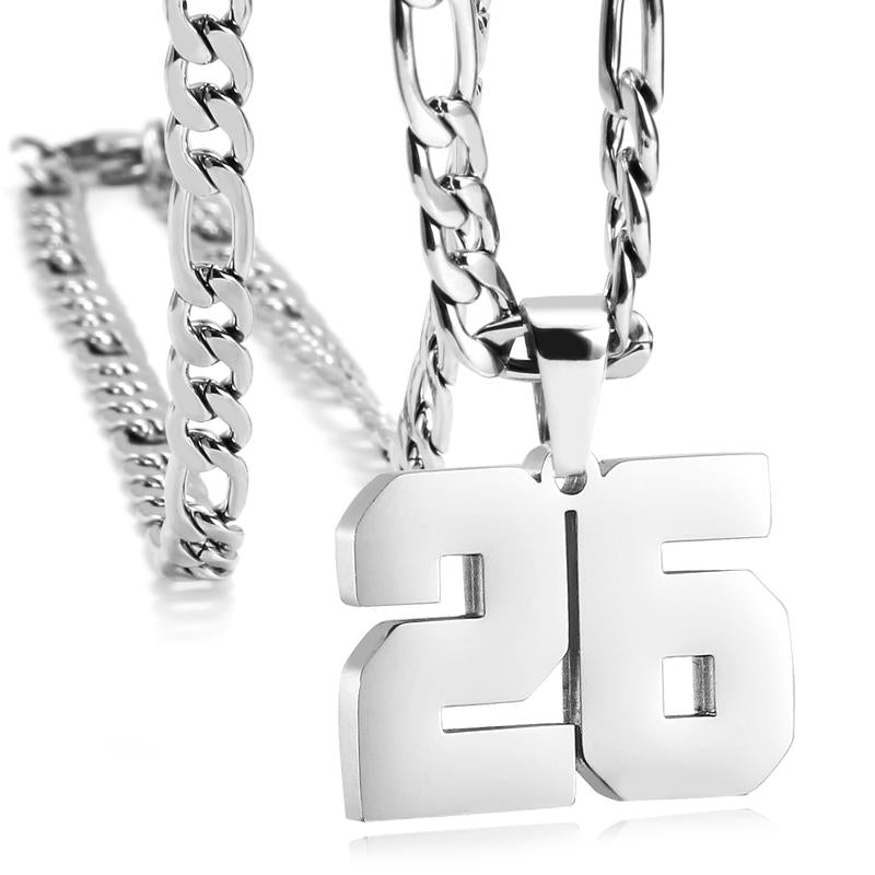Number Necklaces for Mens, Athletes Stainless Steel Sport Number Pendant Chain for Baseball/Basketball/Football Team Inspiration Jewelry Accessory