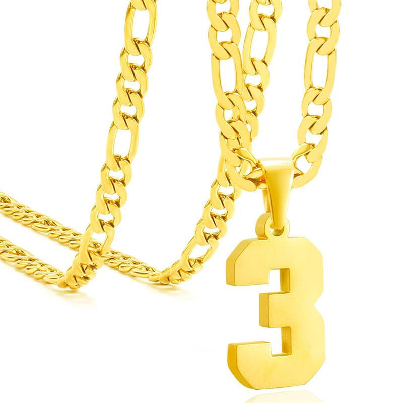 Springtok Stainless Steel Necklace Golden Athlete Men'S Sports Number Necklace Men'S Daily Wear Gift