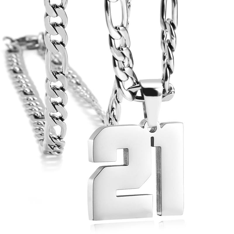 Number Necklaces for Mens, Athletes Stainless Steel Sport Number Pendant Chain for Baseball/Basketball/Football Team Inspiration Jewelry Accessory
