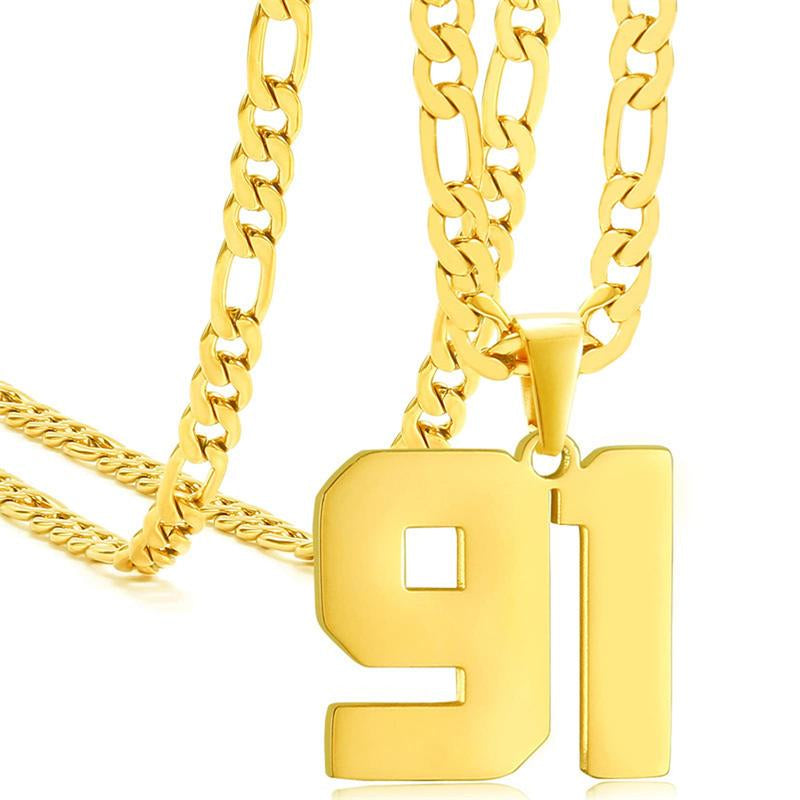 Springtok Stainless Steel Necklace Golden Athlete Men'S Sports Number Necklace Men'S Daily Wear Gift