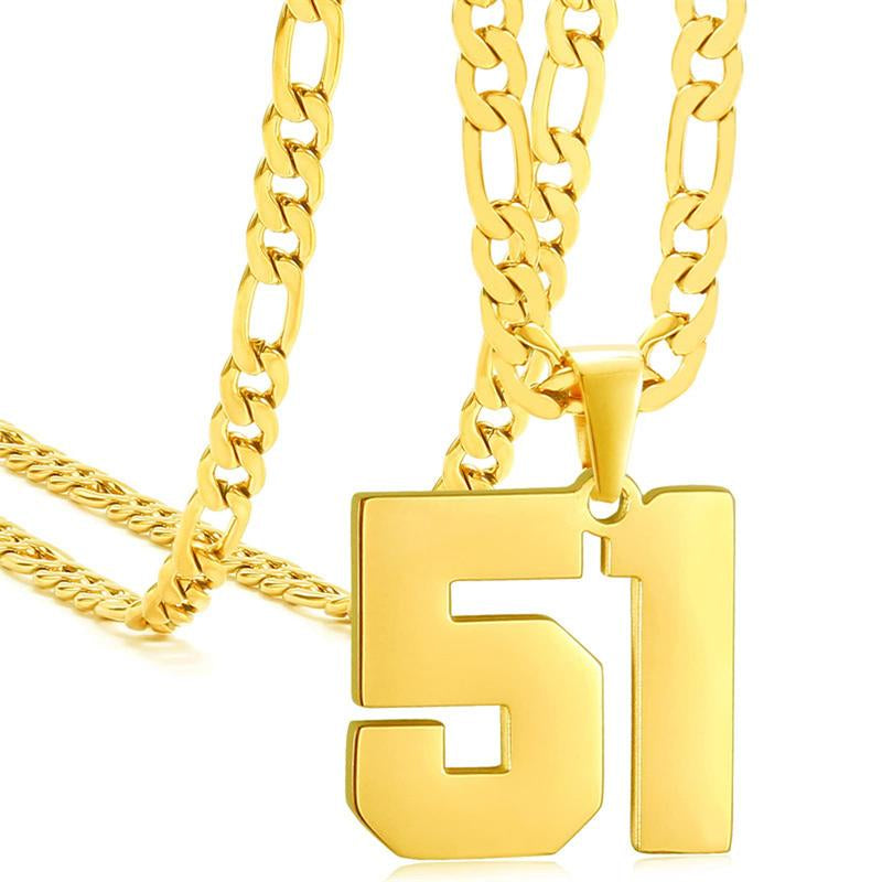 Springtok Stainless Steel Necklace Golden Athlete Men'S Sports Number Necklace Men'S Daily Wear Gift