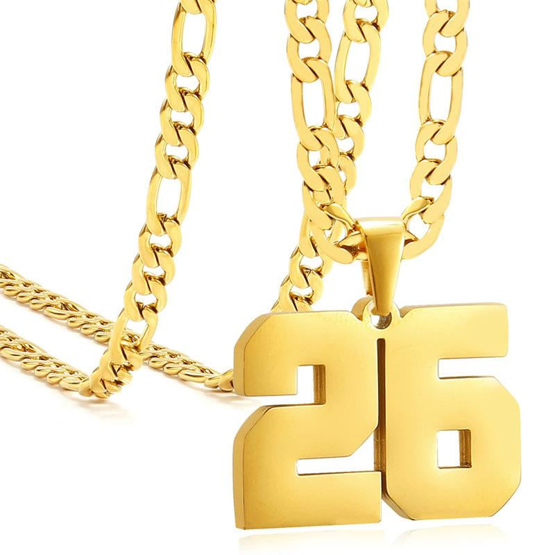 Springtok Stainless Steel Necklace Golden Athlete Men'S Sports Number Necklace Men'S Daily Wear Gift