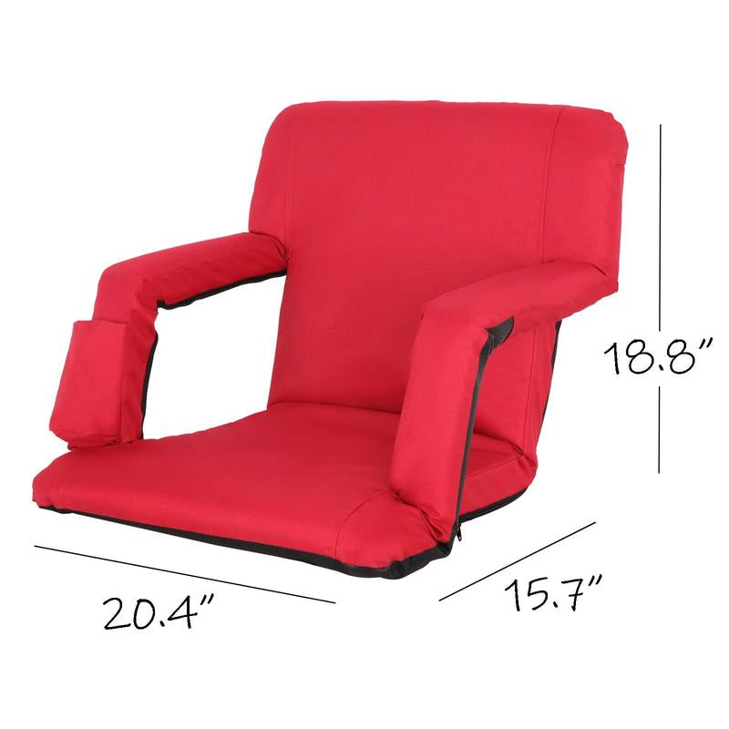ZENY 5 Reclining Folding Stadium Seat Bleacher Chair Comfortable Cushion Red